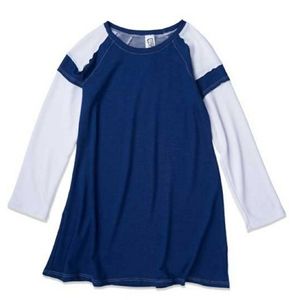Erge Kid's Long Sleeve Tee Shirt Dress Navy Blue White Size 12